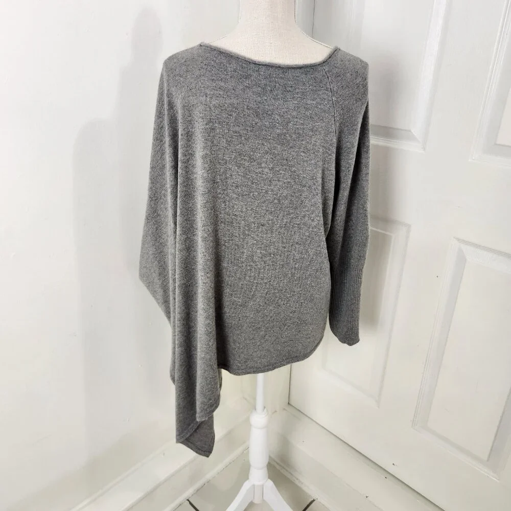 Chico's Light Gray Asymmetric Poncho Sweater